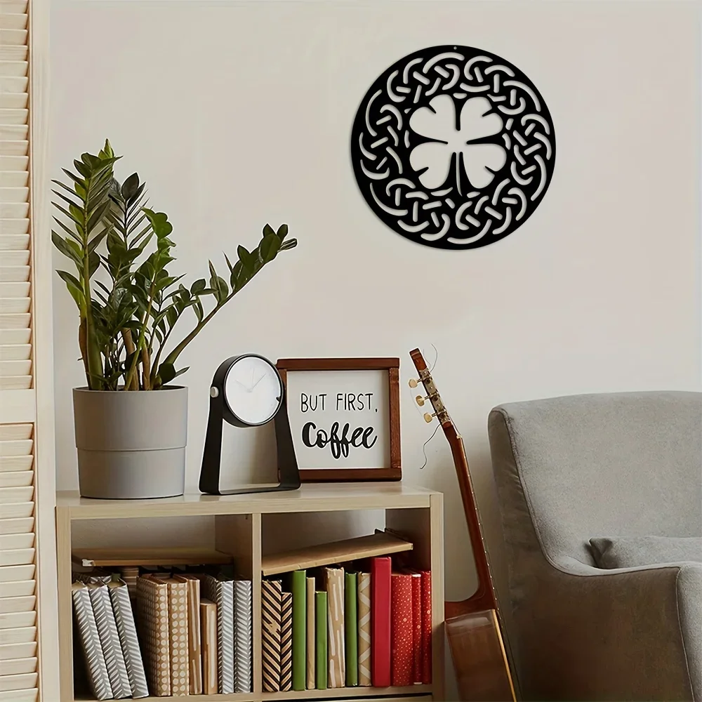 Metal Wall Hanging Decor Celtic Four Leaf Clover Wall mounted Decor Nursery Bedroom Decor Sticker Mural Office Dining Room Lobby