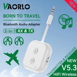 2 In 1 Dual Stream Bluetooth 5.3 Audio Transmitter Receiver 3.5MM AUX Stereo Wireless Adapter With Mic For Car Airplane TV PC