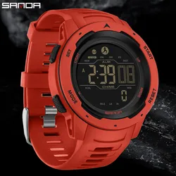 SANDA  Men Sports Passometer Calories 50M Waterproof LED Digital Military Wristwatch 2145