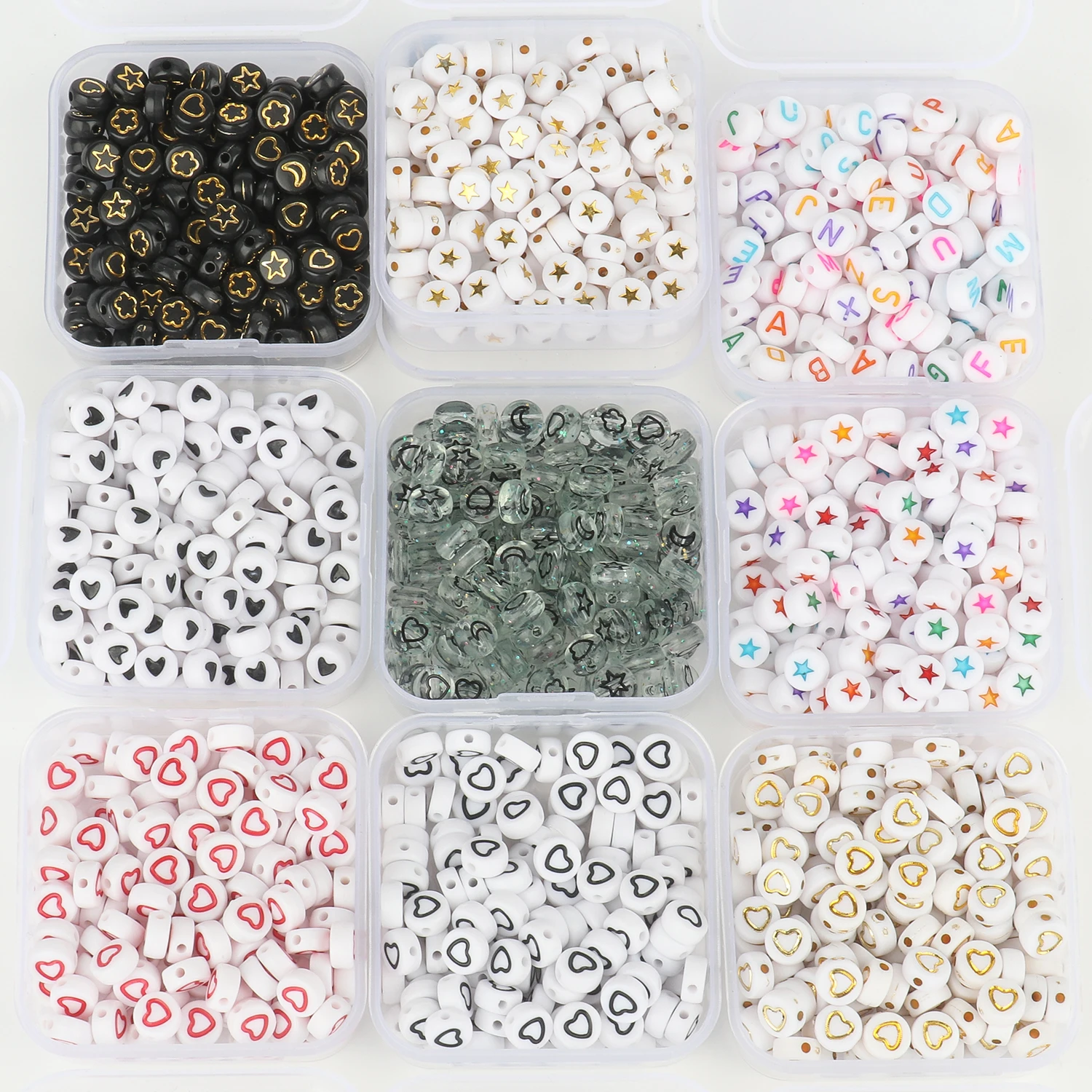 100pcs 7x4mm 6x6mm Mixed heart Alphabet Letter Beads Charms Beads for Making Jewelry Diy Handmade Bracelets Accessories