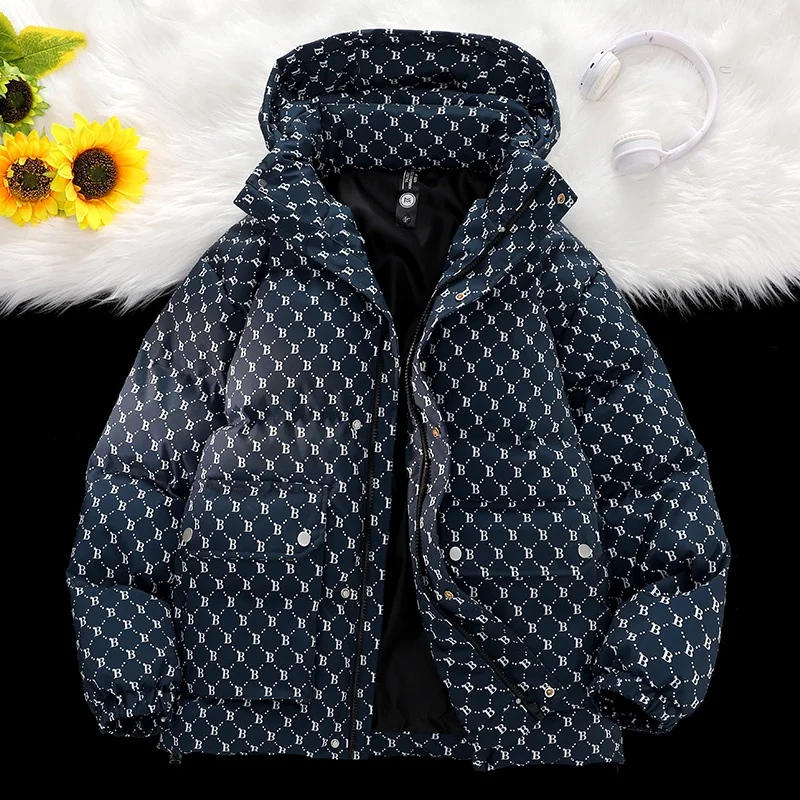 

Blue Thiened Winter Cotton Jaet for Men Loose Fit ort Sle Youthful Trendy Brand New 2024 Polyester Lined Warmth Outer...