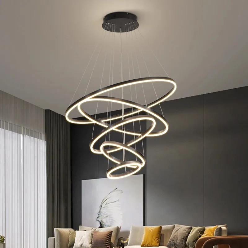 

Modern ring stairs led lights pendant light lamps for living room led Chandeliers for dining room hanging light indoor lighting