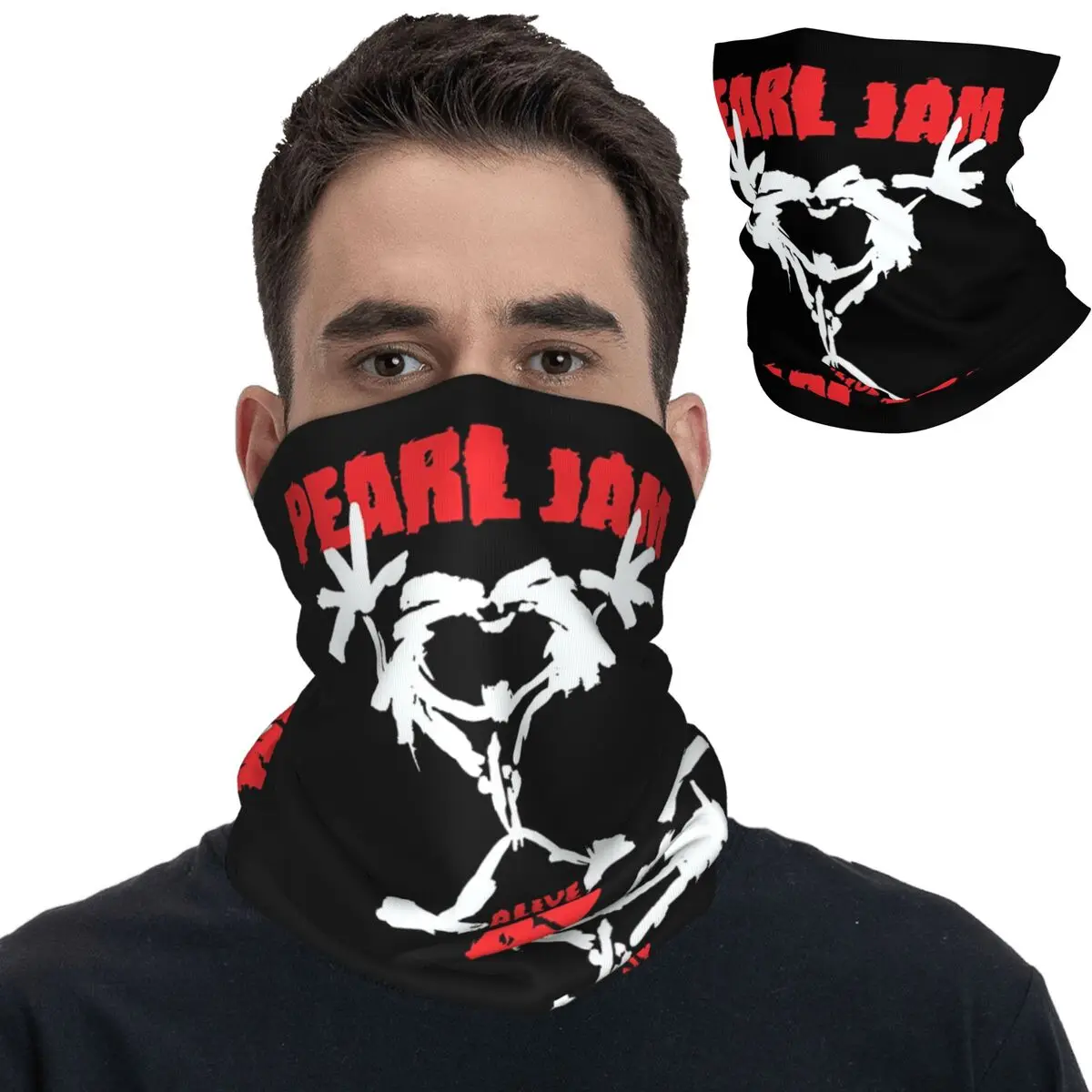 Pearls JAM Alive Bandana Neck Gaiter Printed Rock Band Banner Mask Scarf Multifunctional Headwear Cycling Unisex Adult Washable