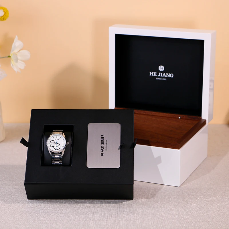 

Personalized Wooden Watch and Cufflink Box Mens Jewelry Organizer Gift Storage Case With Engraved Custom Logo