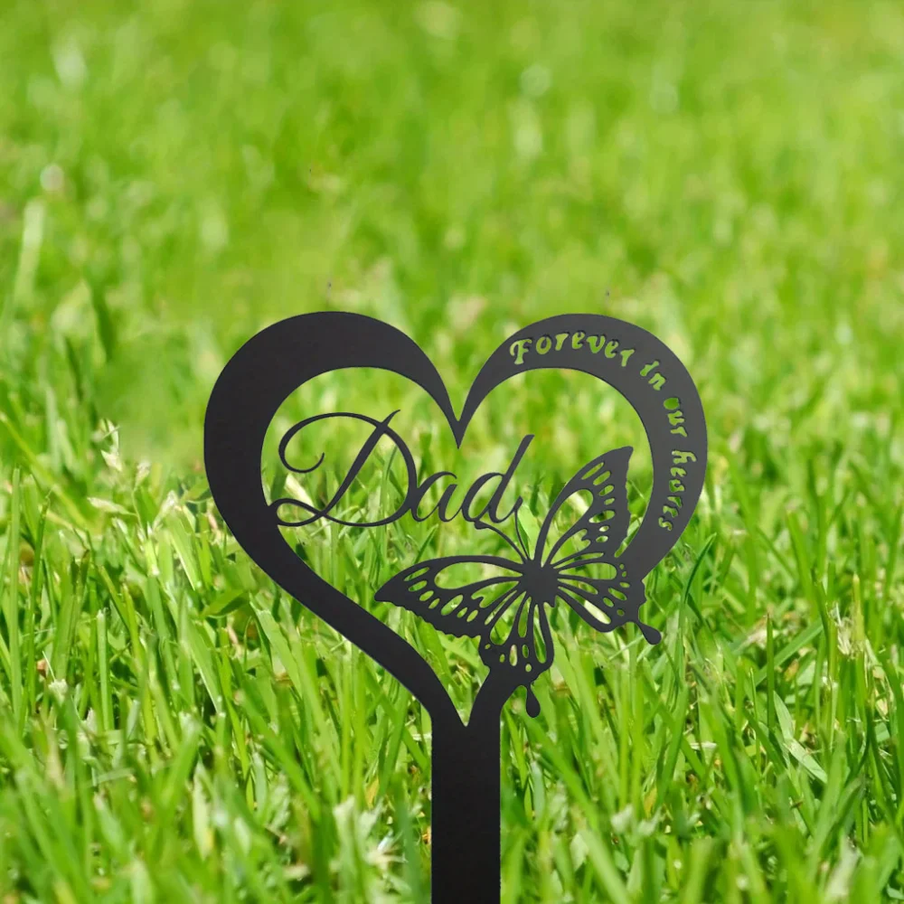 CIFBUY Waterproof Metal Grave Marker Elegant Butterfly Cemetery Ideal Iron Art Decoration Dad's Memorial