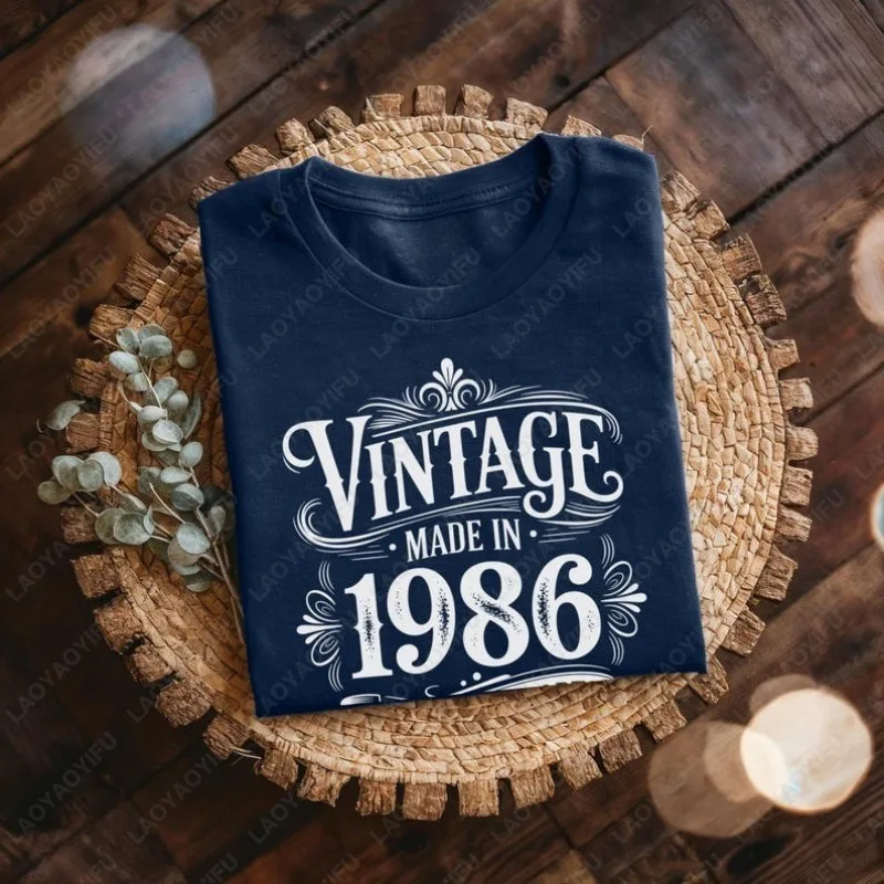 

Vintage Made in 1986 All Original Parts 40th Birthday Cotton T-shirt Men Gift Ropa Hombre Simple Style Printed Tops Loungewear