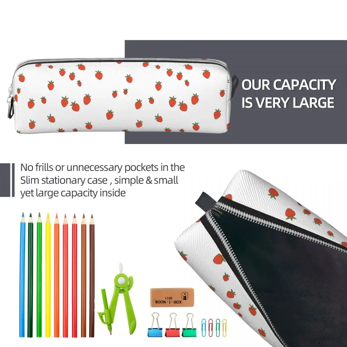 Cute Strawberry Field Pencil Case  Pouch Pen for Girl Boy Big Capacity  Bags School Supplies Gift Stationery