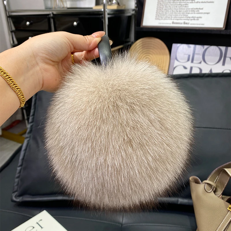 2027 New Winter Natural Real Fox Fur Earmuffs Plush Warm Decorate Women Cute Solid Ear Warmer Headphones Neck Warm Bib Scarf