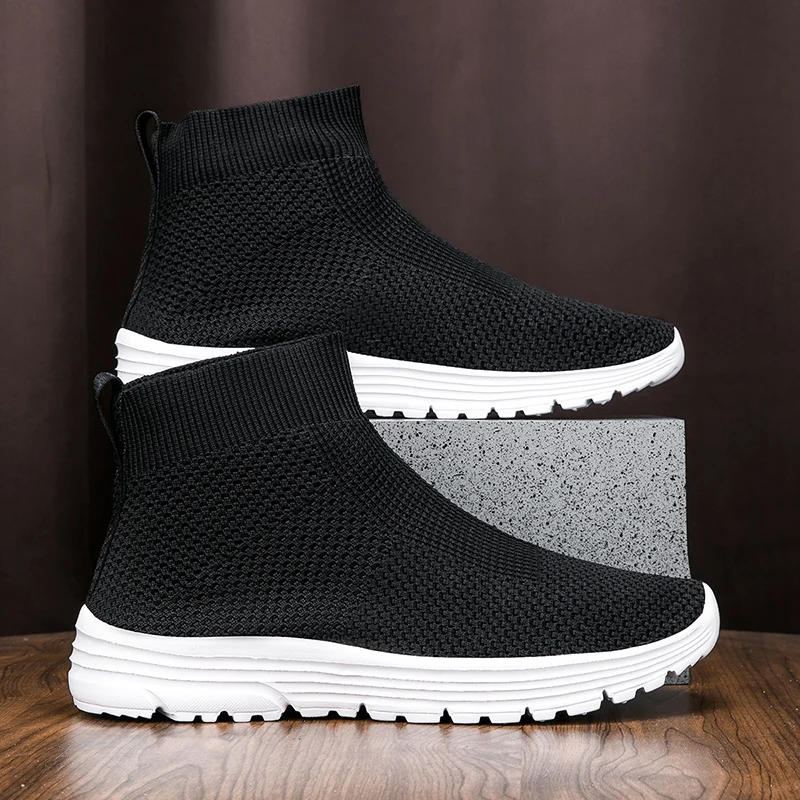 Couple Running Shoes for Men Women Black Mesh  Casual Sneakers Lightweight High-top Breathable Comfortable Gym Jogging Shoes Man