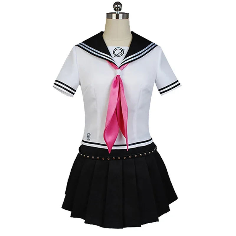 Disfraz de Cosplay de Danganronpa Mioda Ibuki para niña, falda de estudiante, ropa de Peluca de cuerno de diablo de Anime de Halloween, incluye calcetines, corbata de uñas