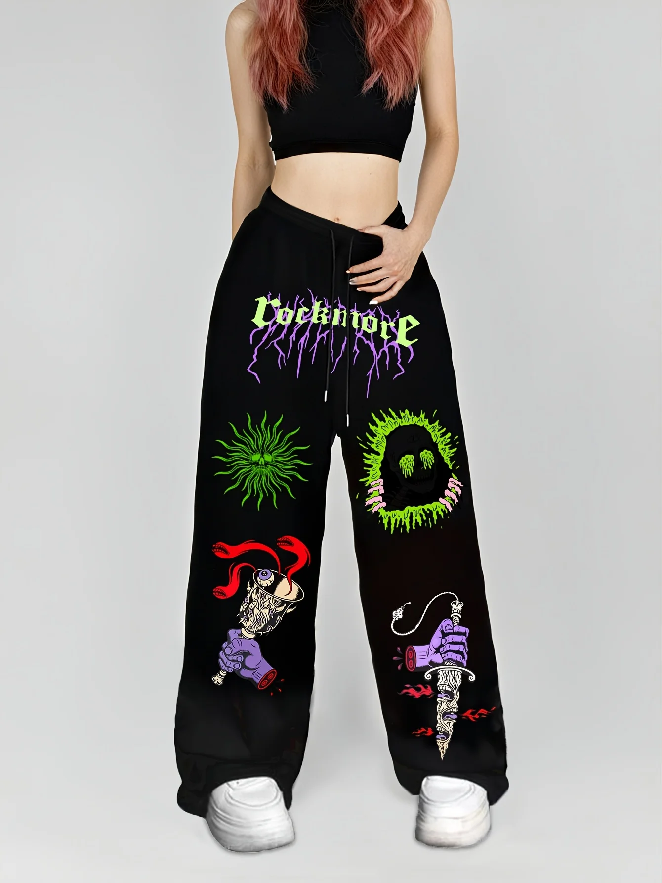 

Fashionable Hip-hop Pattern Printed Jogging Pants Casual Loose Sportswear Pants with Vibrant Cartoon and Music-inspired Designs