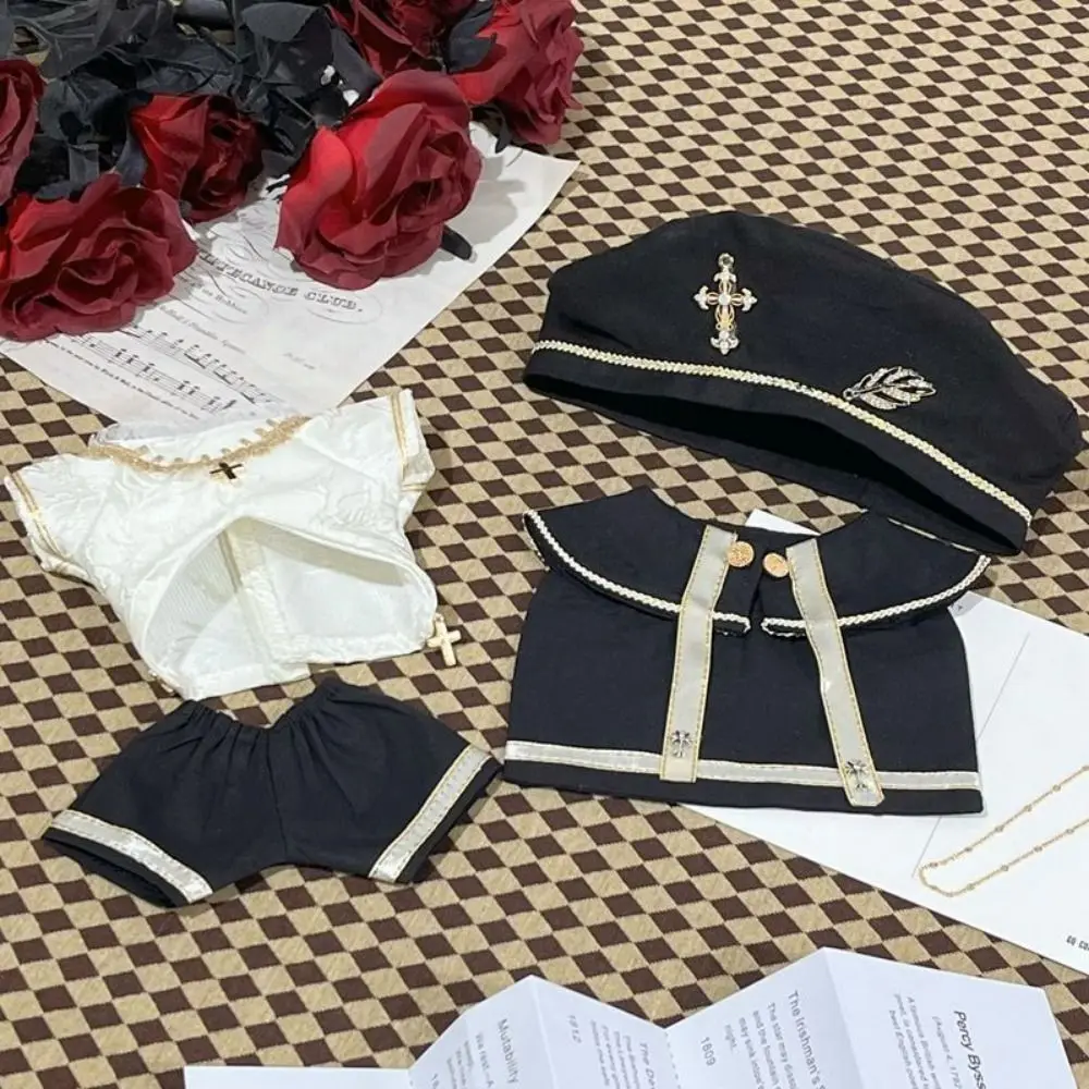 

Cross 20cm Cotton Doll Clothes Knight Pattern Shawl 20cm Doll Clothes Suit Beret Mini Clothes Cute Doll 20cm Clothes Fans Gift