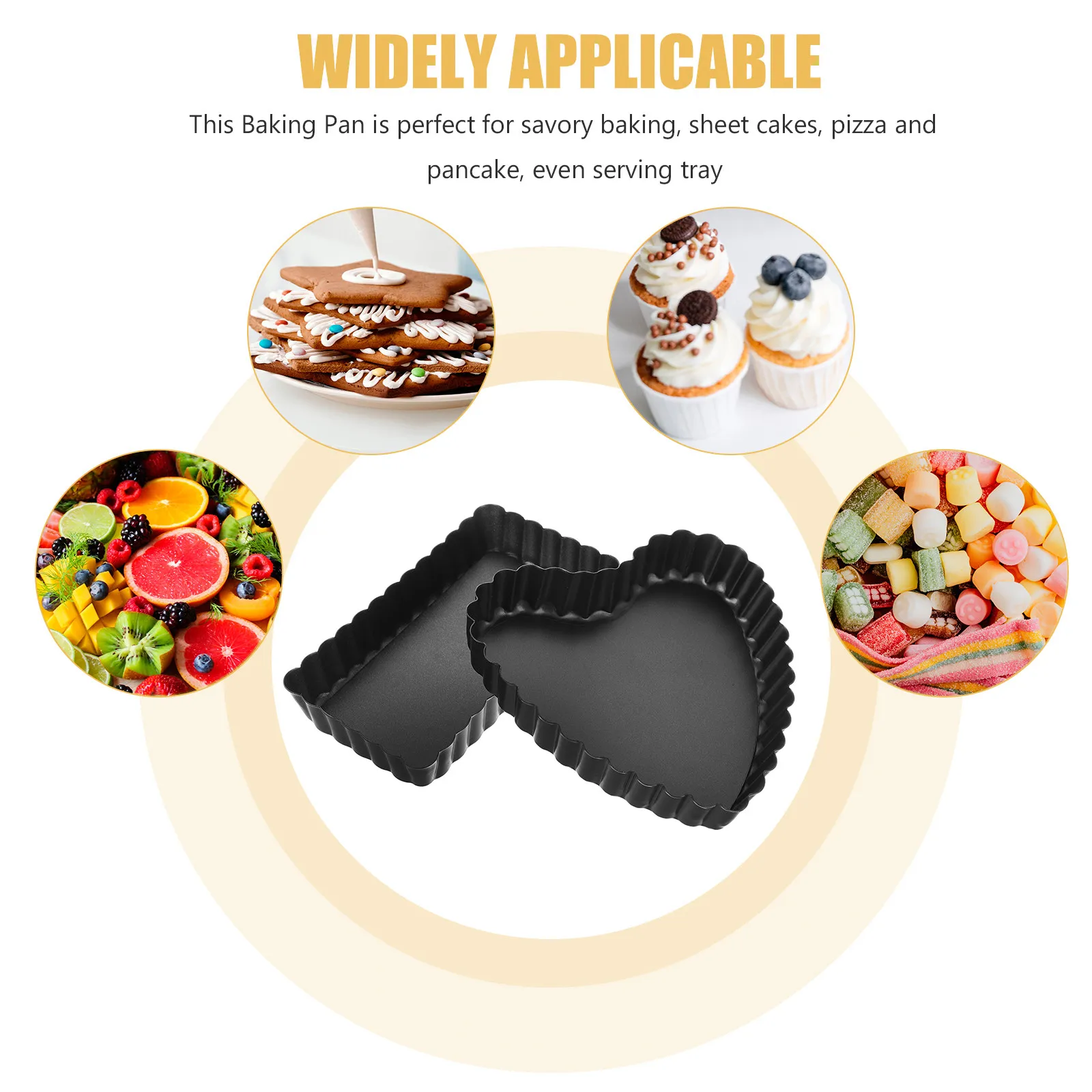 Nonstick Carbon Steel Cake Baking Pans 2 Piece Heart Rectangle Removable Bottom Molds for Mousse Dessert