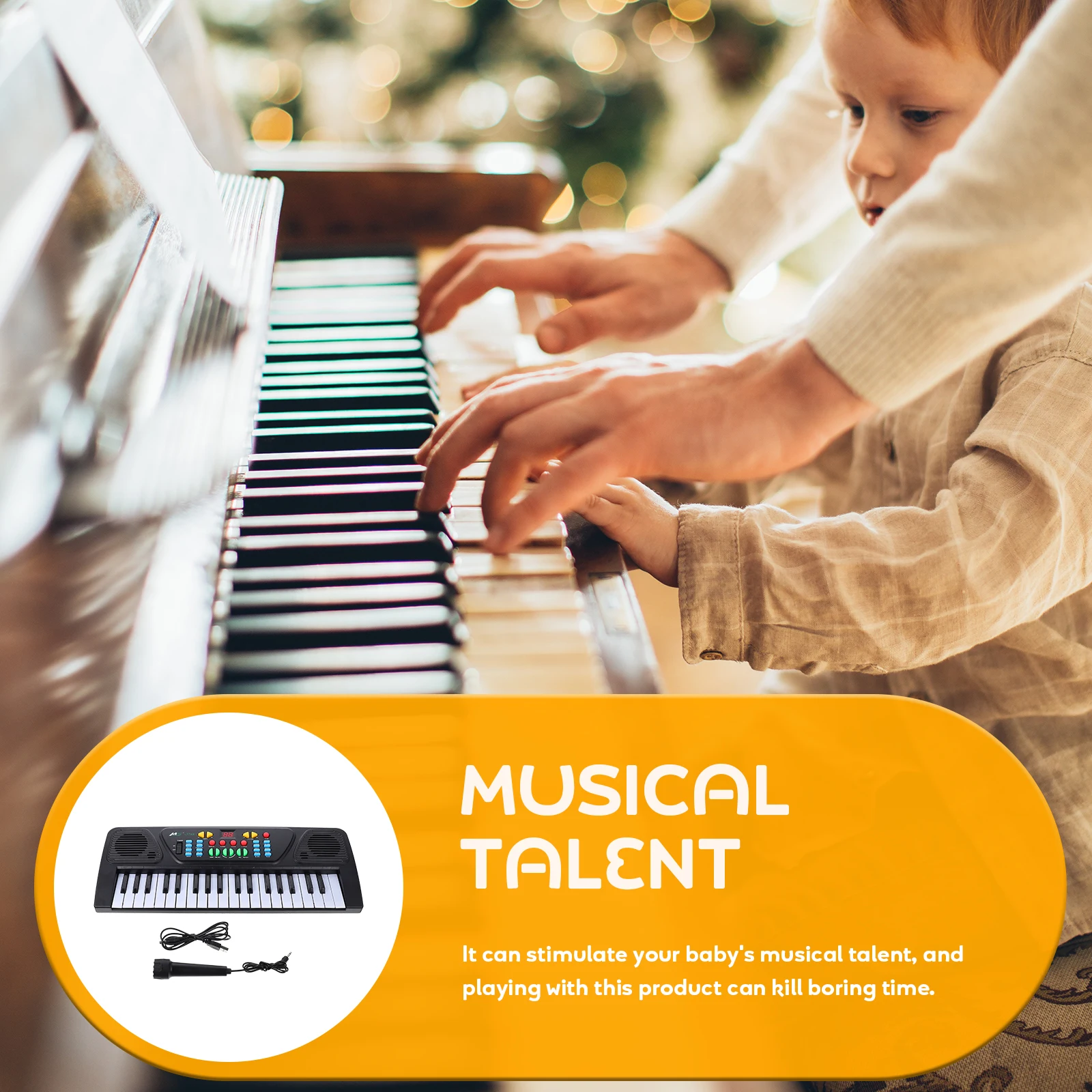 

1set 1Set 37-Key Electronic Piano With Microphone Abs Educational Music Learning Plaything Cartoon Keyboard Baby Musical