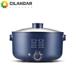 Household electric hot pot with high-power large capacity rotary non stick pot integrated multifunctional electric cooking pot