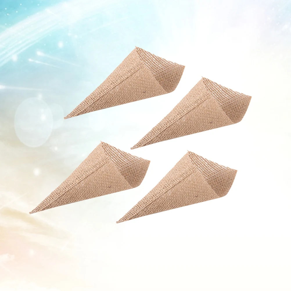 

6Pcs Durable Burlap Cone Flower Holder Organizer For Wedding Birthday Party Decor Rustic Elegant Gift Wrapping Bag
