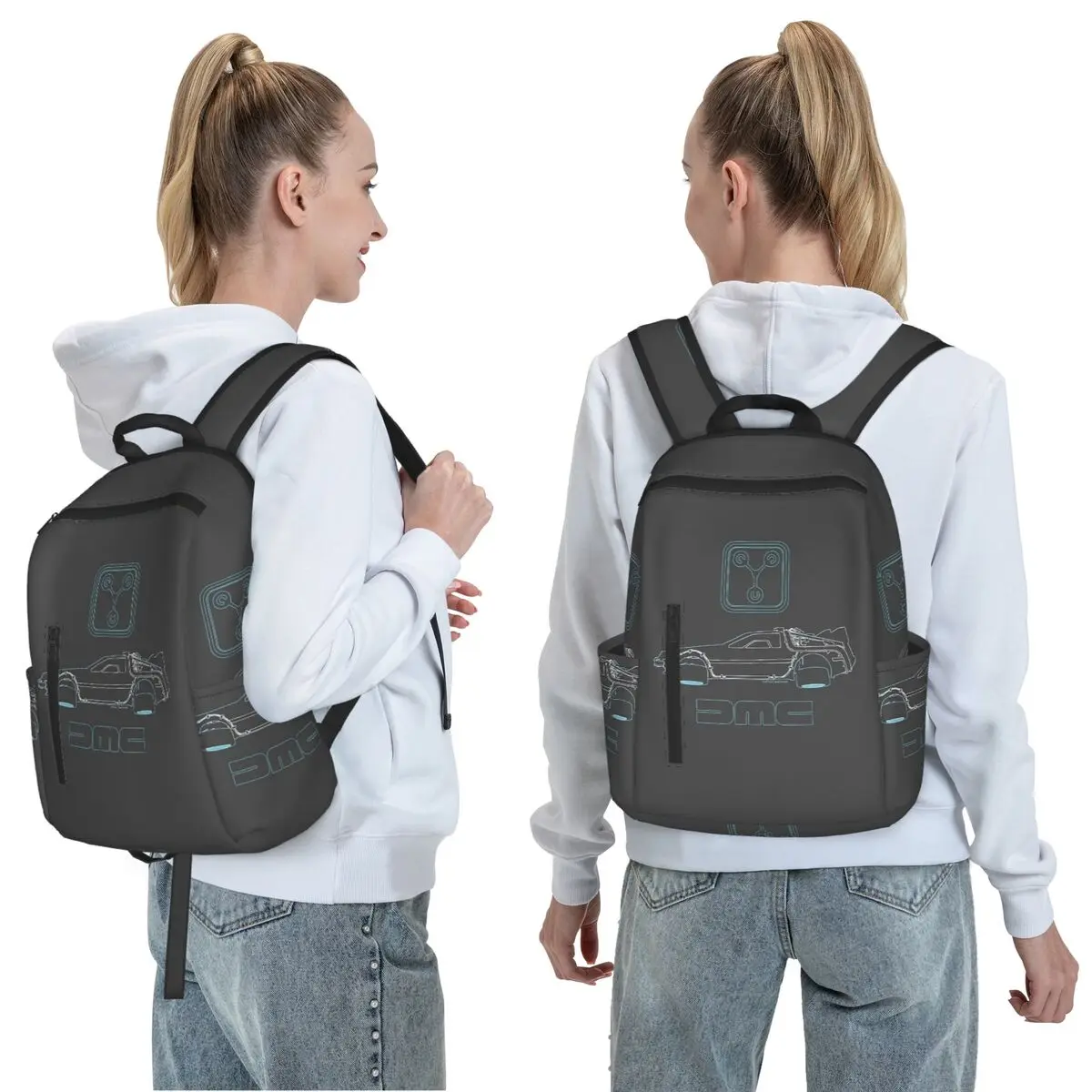 Delorean And Flux Capacitor - Back To The Future Backpack Daypack Large Capacity BookBag School Bag Shoulder Bags for Men Women