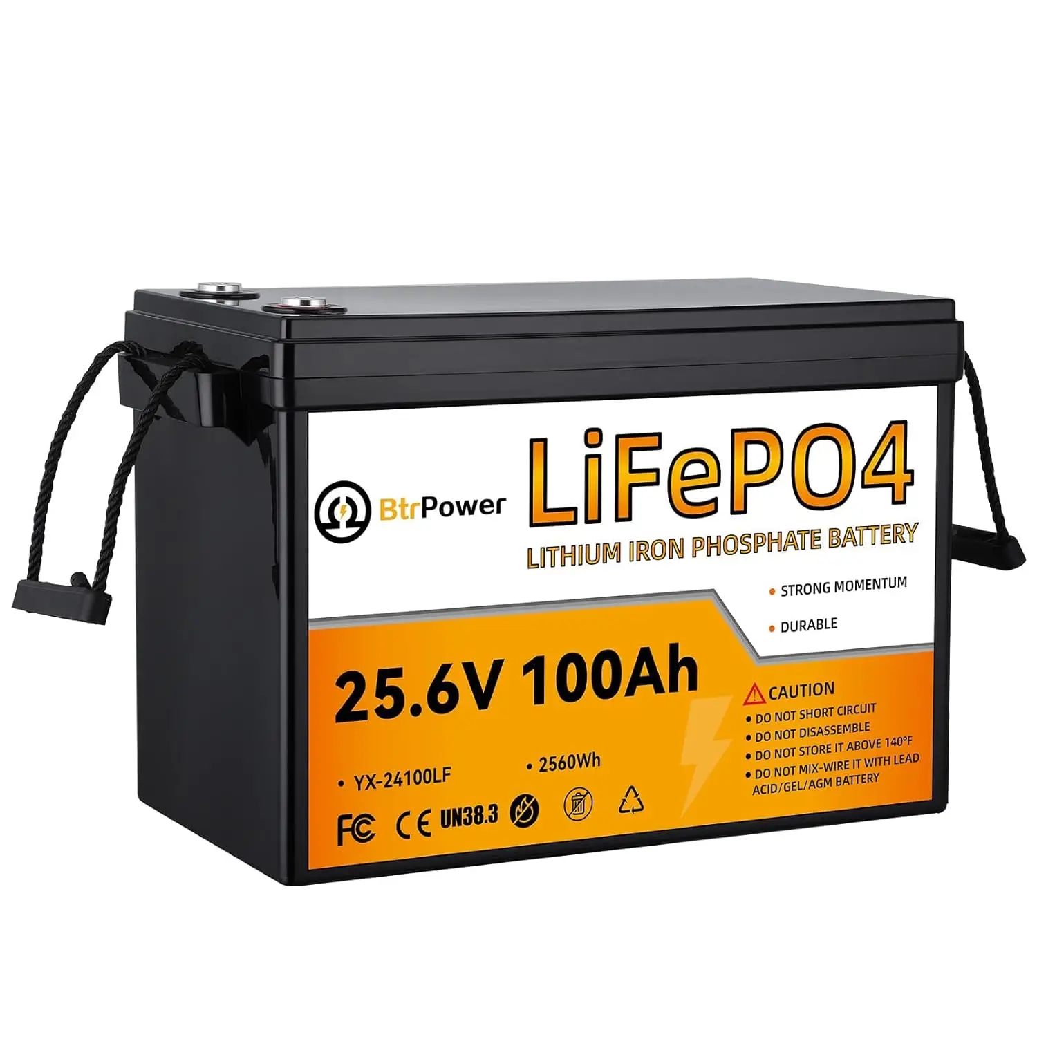 24V 100Ah LiFePO4 Battery 100A BMS 2560Wh, 4000-15000 Cycles 10-Year for Marine RV Trolling Motor Solar Off-Grid, Customized