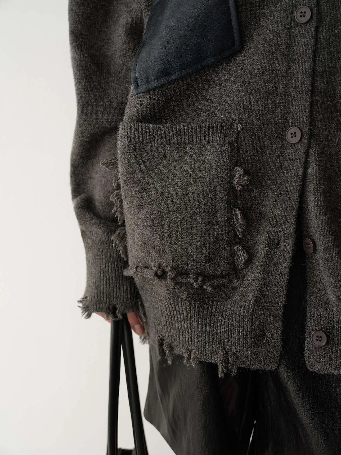 BJTZ 여성용 디스트레스드 아트 패치 울 가디건 가을 겨울 니트 오픈 프론트 재킷 긴 소매 루즈핏 프리미엄 아우터웨어