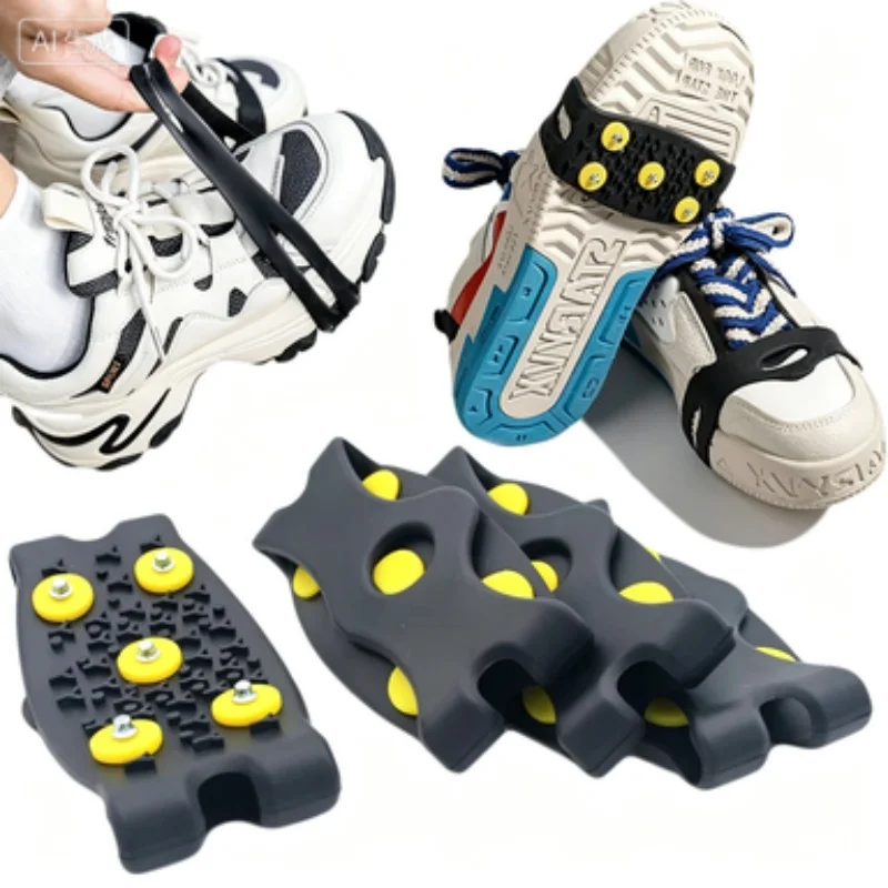 5-teeth Ice Cleats For Shoes Non-slip Crampons for Snow and Ice Claw Shoes Cover for Winter Boots Hiking Climbing Shoe Spikes