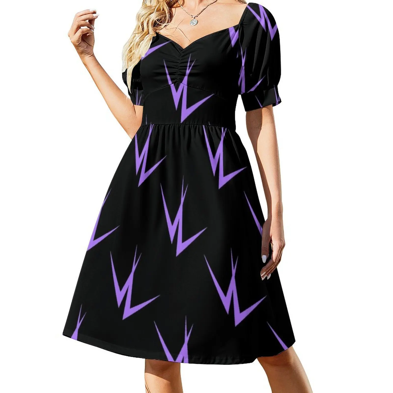 فستان بوهيمي عتيق بشعار أرجواني بأكمام منتفخة أو خيارات بدون أكمام للنساء فستان أرجواني مصاص دماء أسود ملابس نسائية #2