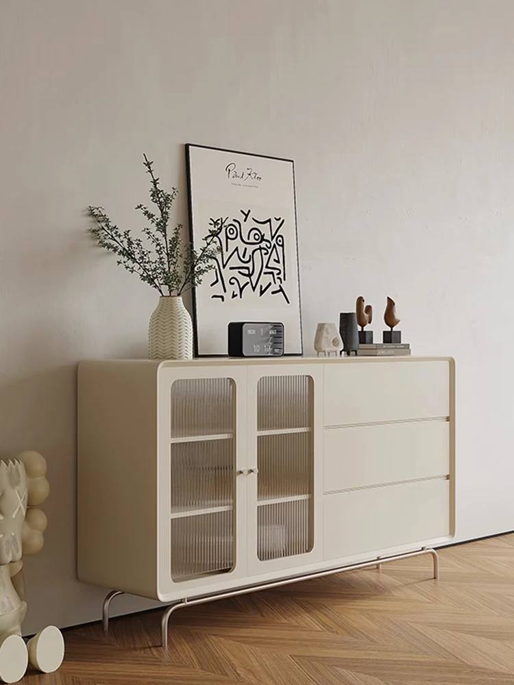 The product can be customized. Cream style light luxury dining cabinet, modern and simple porch storage cabinet, living