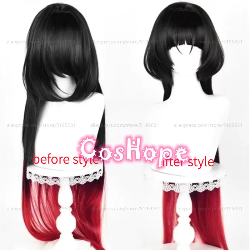 ZZZ Jane Doe Cosplay Wig 90cm Long Hair Black Gradient Red Wig Cosplay Anime Wigs Heat Resistant Synthetic Wigs