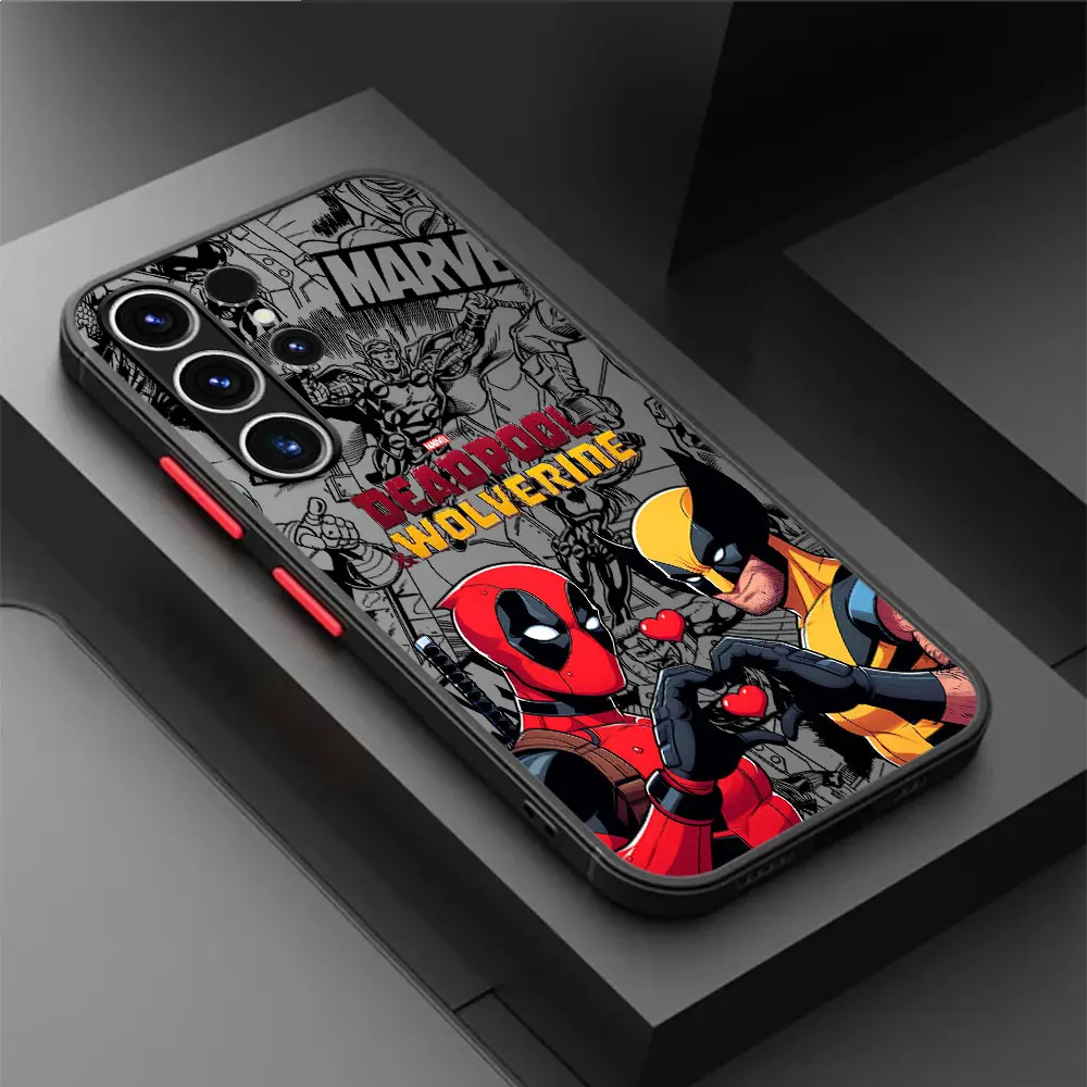 Luxury Marvel Deadpool And Wolverine Cartoon Case for Samsung Galaxy S24 Ultra S9 S22 Plus S20 FE S23 Ultra S21 S10 Lite Cover