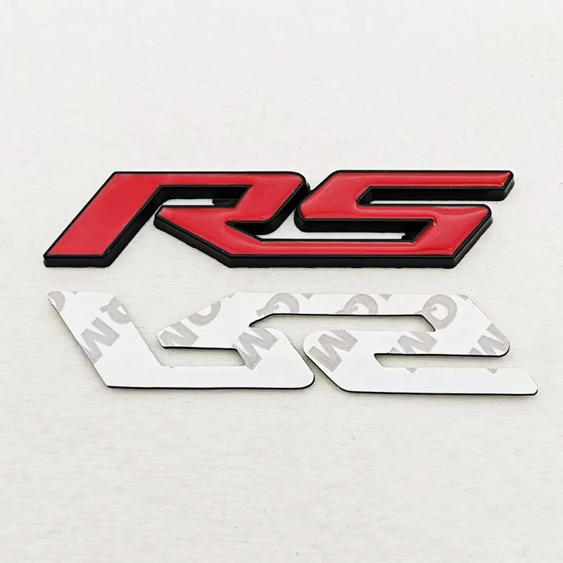 3D Metall RS Logo Aufkleber Front Grill Emblem Hinten Stamm Abzeichen Für Chevrolet Onix Blazer lumina Camaro Cruze Monza Auto Zubehör