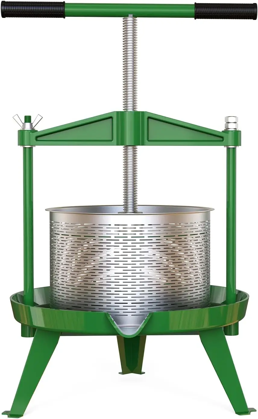 2.38 Gallon Heavy-duty Cross-beam Stainless Steel Fruit and Wine Press (Green)