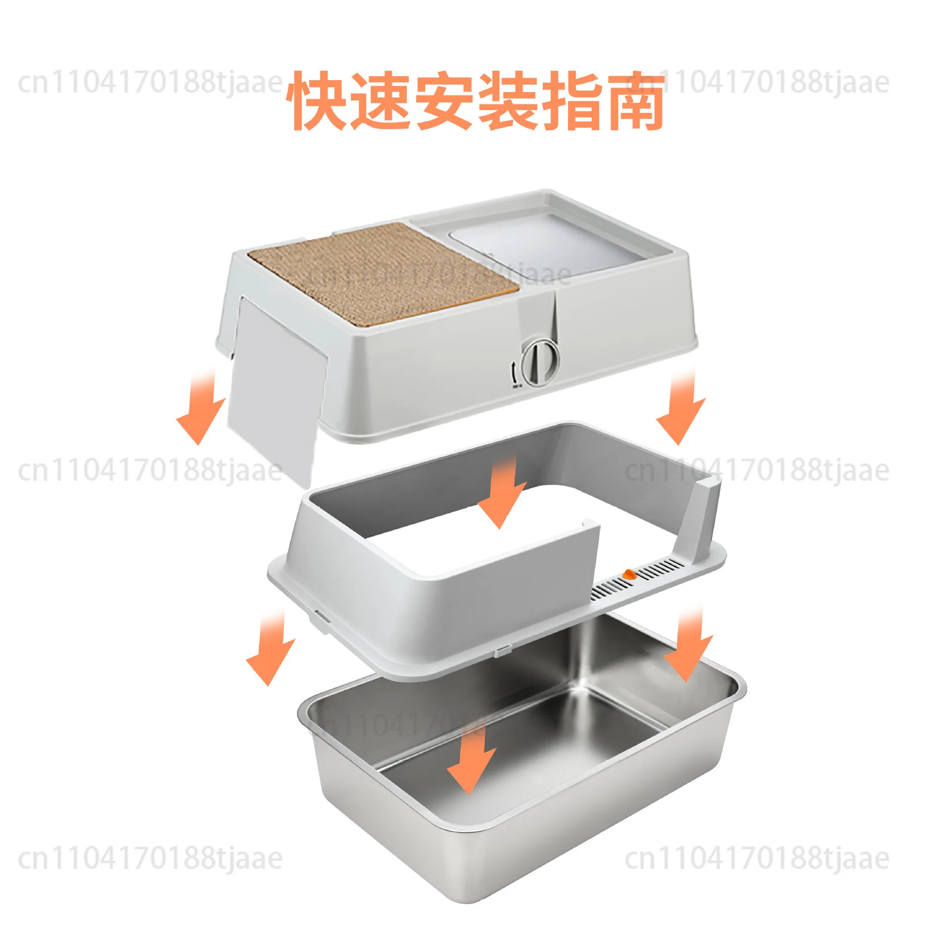Fully enclosed cat litter box front entry top out oversized stainless steel splash-proof cat cat toilet pet supplies