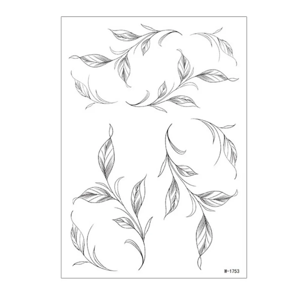 Make Up Leaf Temporary Tattoos Waterproof Long Lasting Black Flower Tattoo Stickers Facial Art DIY Sketch Style Stickers Cosplay