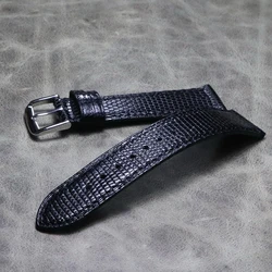 Lizard Skin High Grade Soft Bracelet 18 19 20 21 22mm  Handmade Leather Watchband Vintage Black Bracelet Wrist Band Thin Strap