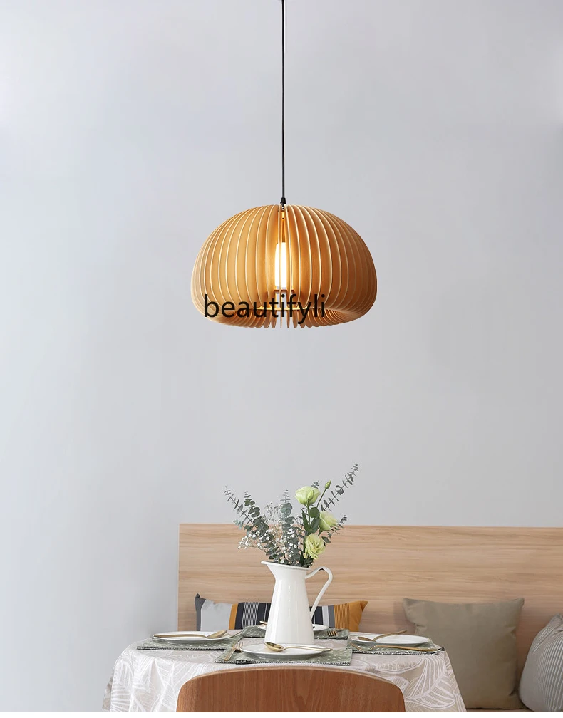 Retro Dining Room Chandelier Yuji Fengyuan Wooden Bedroom Pumpkin Chinese Design Lamps