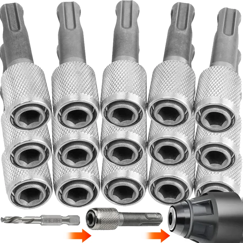 

6.35mm SDS-Plus Drill Chuck Adapter Hex Quick Release Socket Screwdriver Bit Holder Converter for Electric Hammer Impact Drill