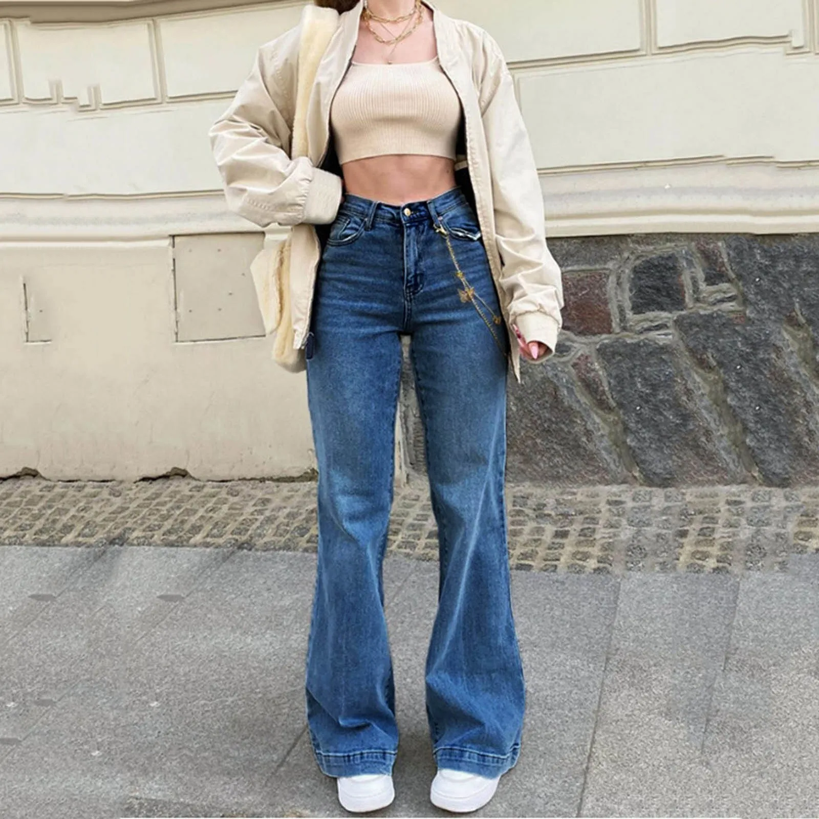 

Bell Bottom Jeans For Women High Waisted Flare Jeans For Women Stretchy Bell Bottoms Pants Joggers Basic Bottoms