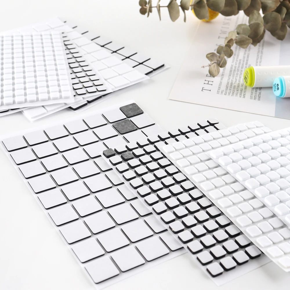 Schiuma adesiva bifacciale 3D Quadrati 1mm/2mm Nero Bianco Adesivi dimensionali adesivi permanenti Fai da te Scrapbooking Shaker Card