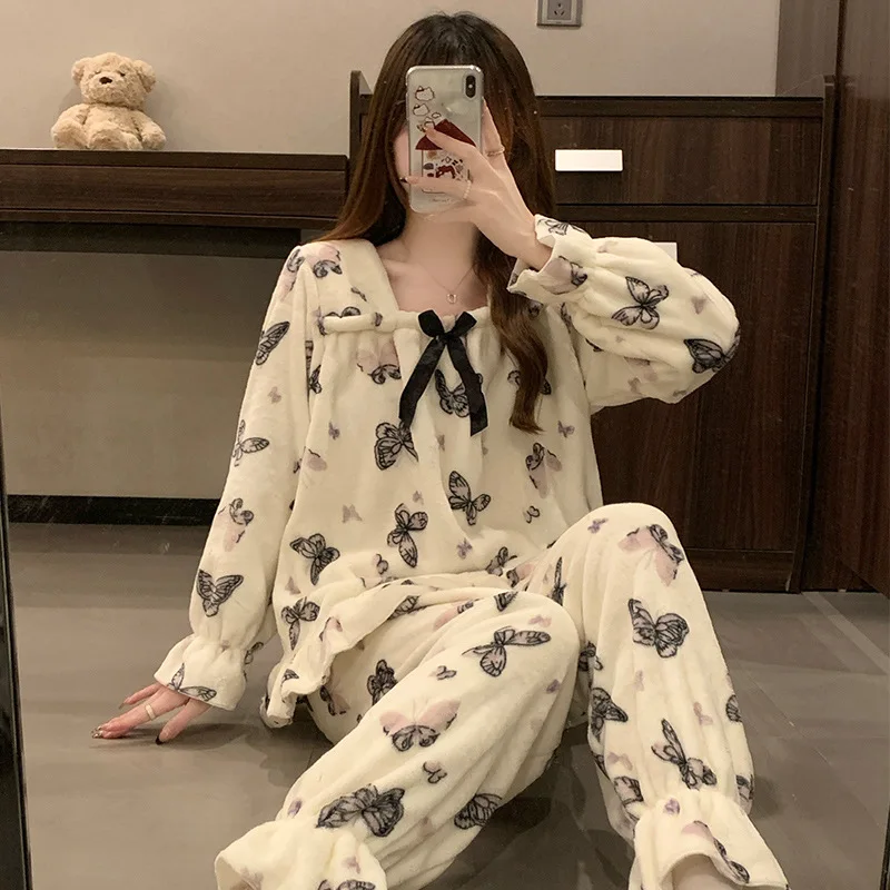 

Pjs Set Women Pajama Set Thick and Sweet Women's Warm Winter Pajamas Fashionable Home Clothes, Pajamas Cute and Soft Pajama Set