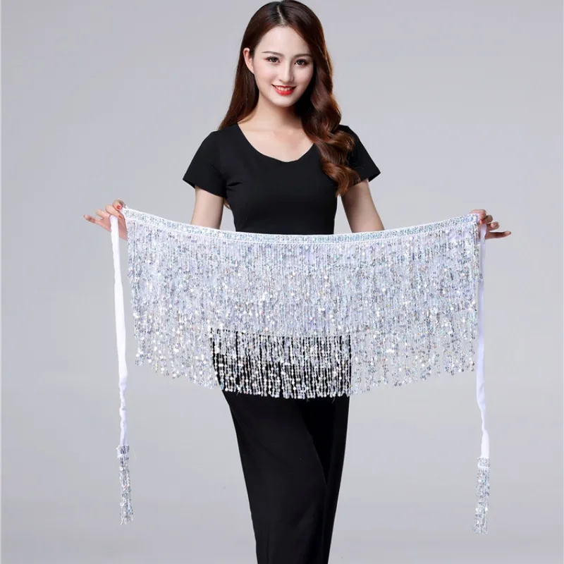 هالوين الرقص الشرقي أداء زي الترتر شرابة وشاح الورك الخصر سلسلة الرقص الهندي وشاح الخصر