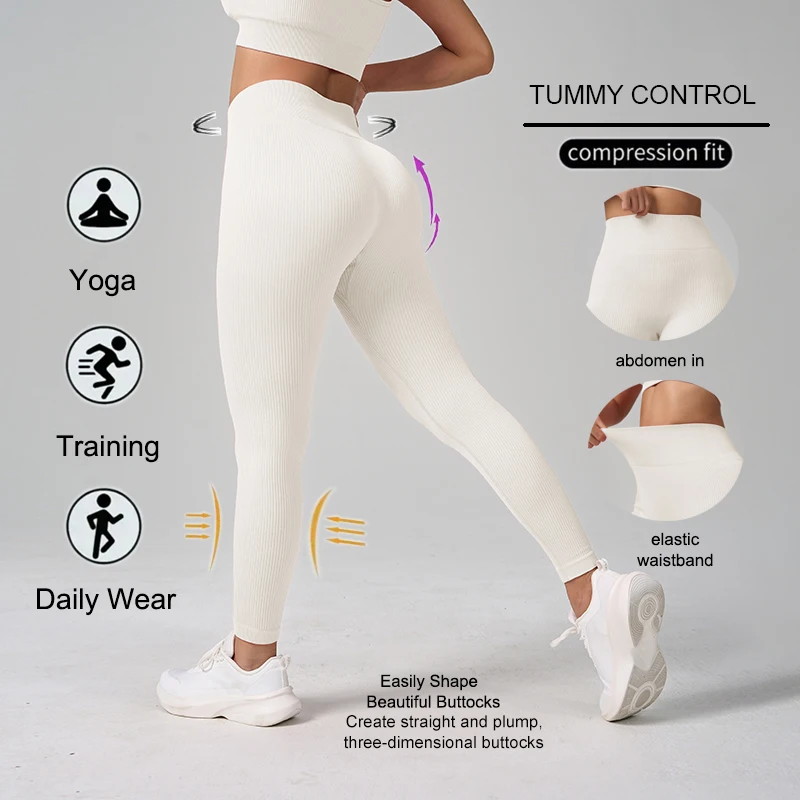 Sport Studio Wide Waistband Solid Color Stylish Sports Leggings Seamless Design For Casual Daily Fitness Yoga Pants For Workout