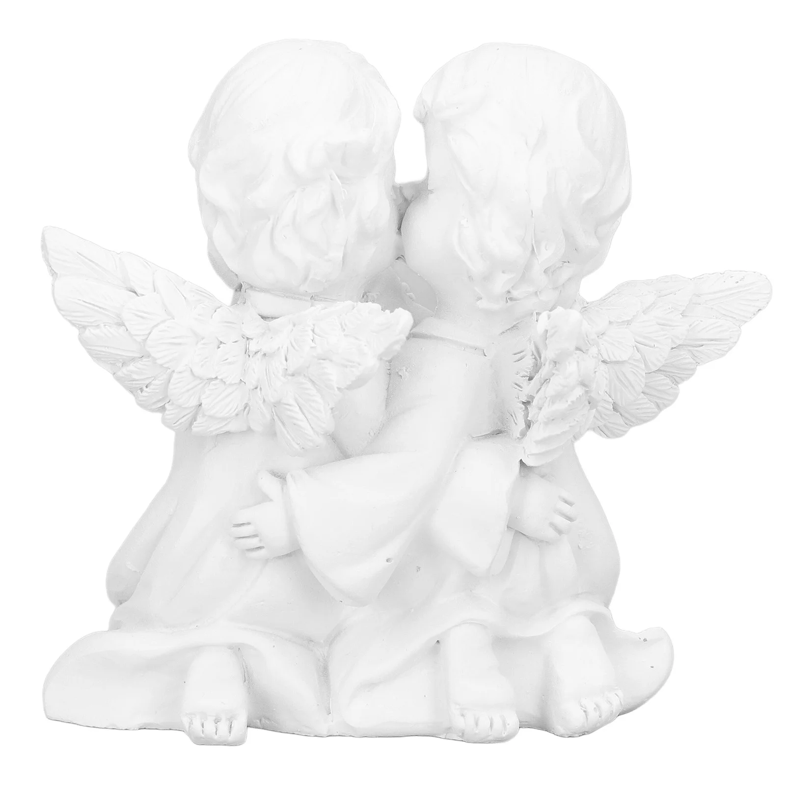 Angel Statue Synthetic Resin Embracing Shape White Angel Ornament for Desktop DecorationAngel
