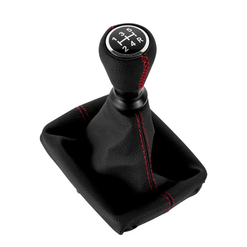 

5 Speed Chrome & Leather Car MT Gear Shift Knob Sleeve Adapter Lever For Peugeot 206 406 Boot Dust Boot Cover Gaiter