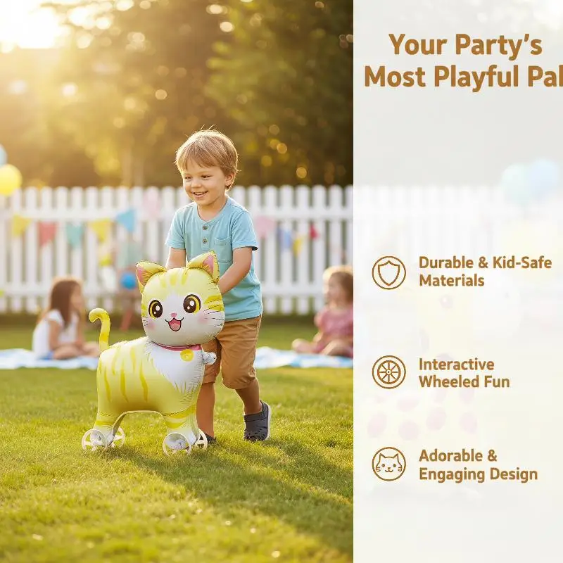 Walking Animal Foil Balloons with Rolling Wheels Reusable Self-Sealing for Kids Birthday Party Baby Shower Decorations