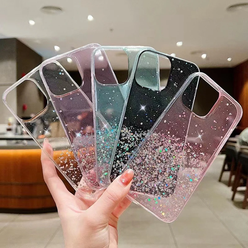 For Samsung Galaxy A72 A52 A32 A22 A02 A02S M62 M32 M22 A60 M40 J8 A8 A6 Plus 2018 Case Bling Glitter Sequins Silicone Cover