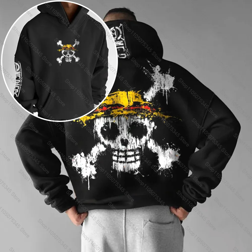 

Толстовка с капюшоном ONE PIECE, японский мультяшный анимационный принт, сохраняющий тепло, толстовка для студентов, свободная одежда из чистого хлопка, одежда Ins Tide