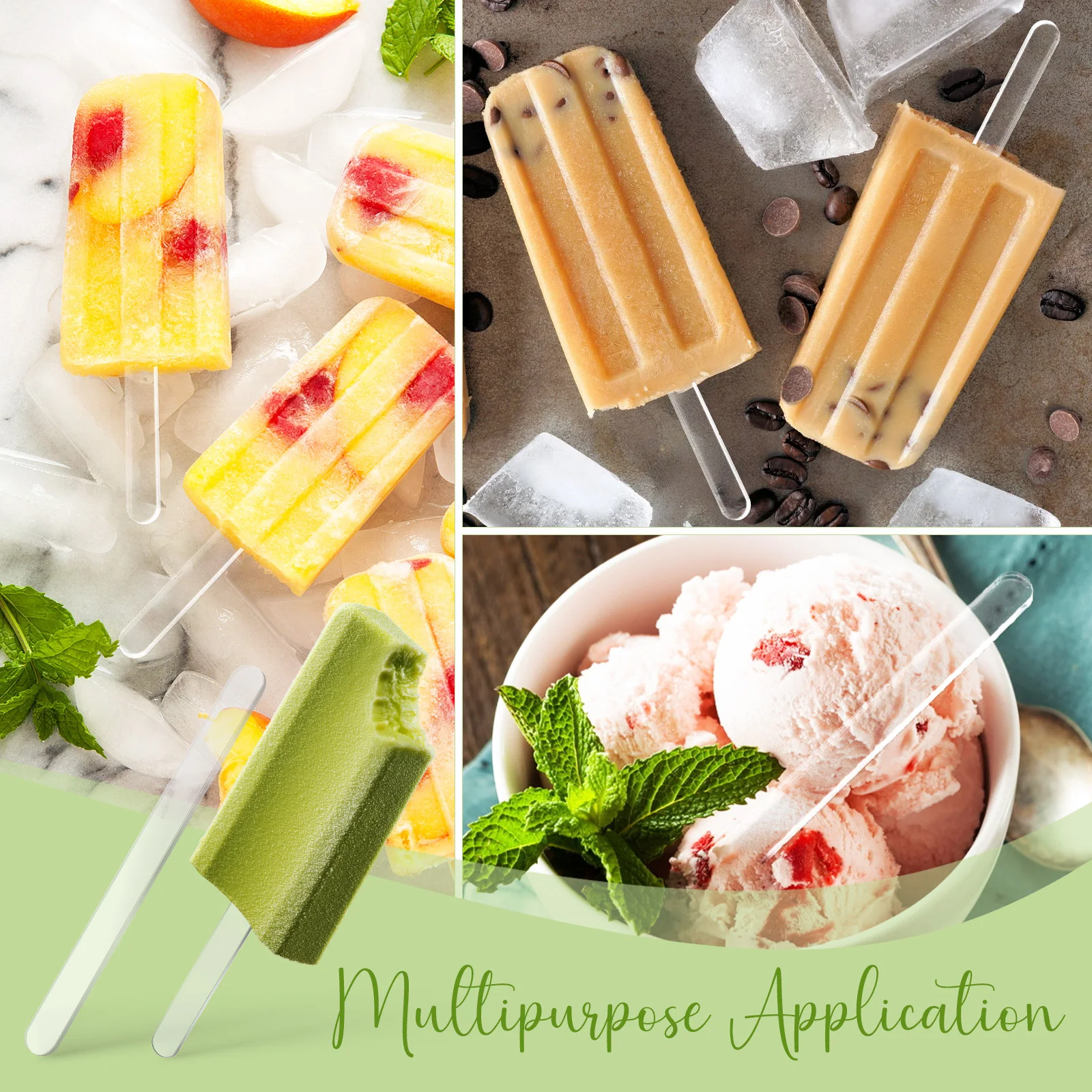 

30 Pcs Acrylic Ice Cream Sticks Clear Transparent Craft Making Materials DIY Dessert Cakesicle Kitchen Bar Supplies