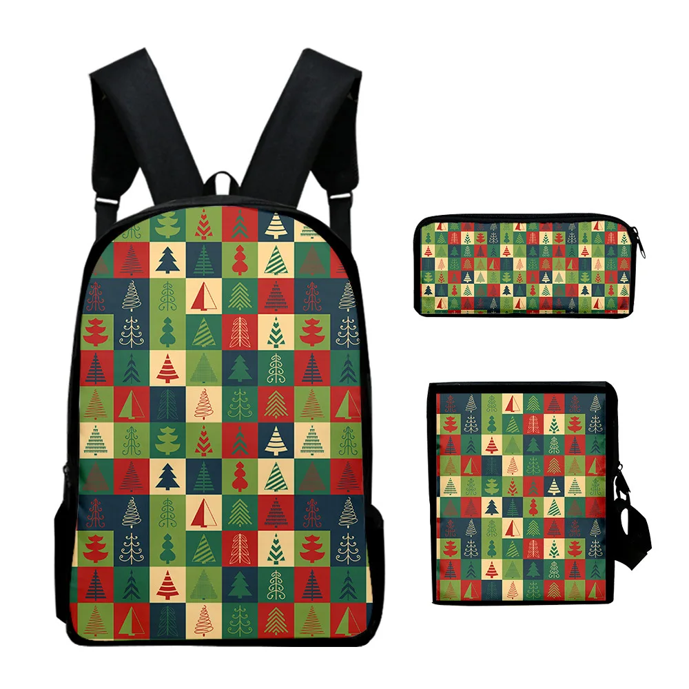 Trendy Popular Cool Christmas 3D Print 3pcs/Set pupil School Bags Laptop Daypack Backpack Inclined shoulder bag Pencil Case
