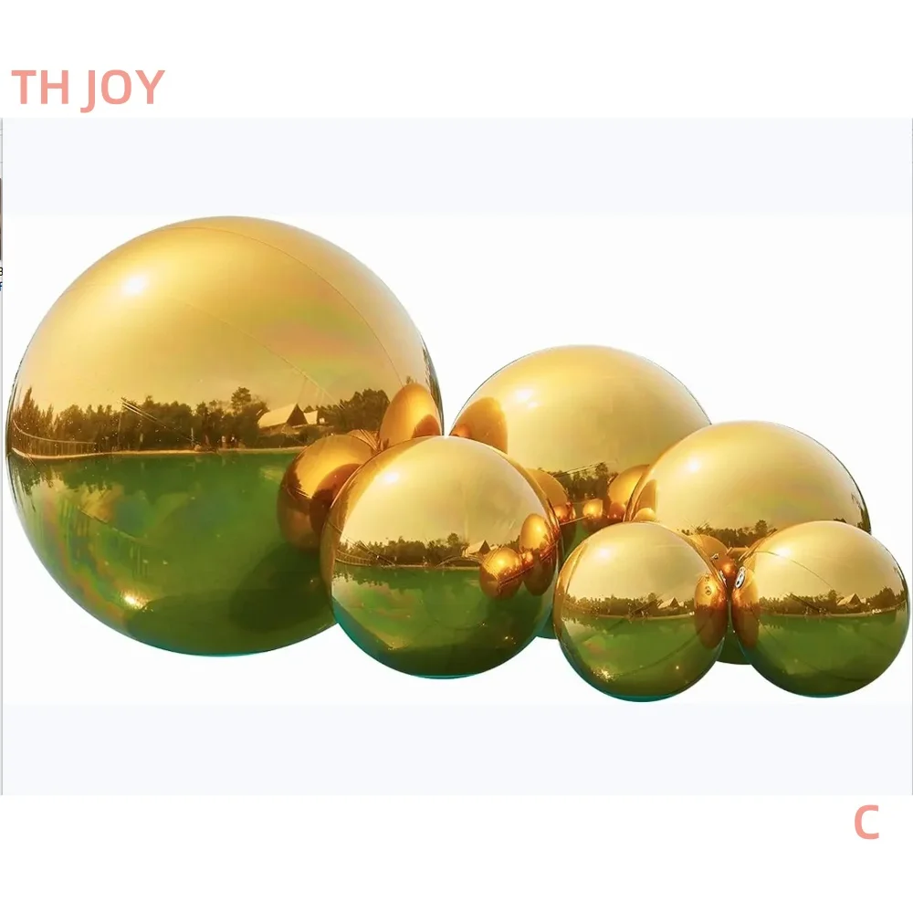 fast air ship to door, Inflatable shiny Mirror Ball Balloon, shopping mall hanging Decoration golden air mirror balls for sale