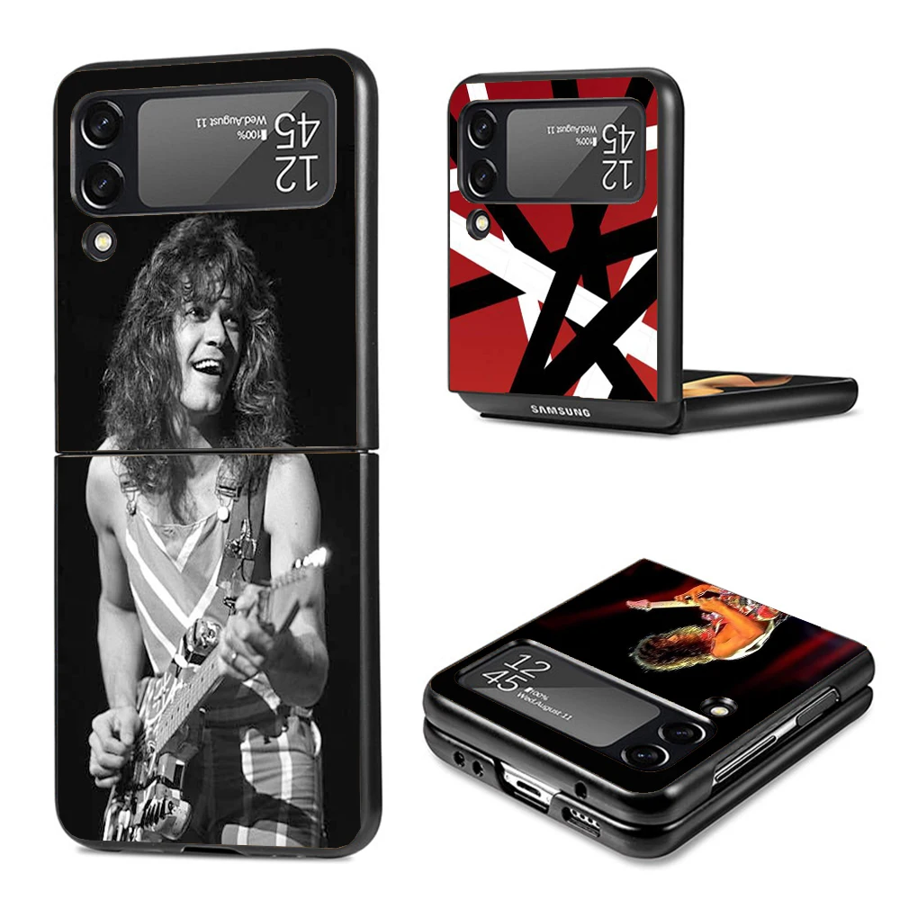 Eddie Van Halen Graphic Guitar Phone Case for Samsung Galaxy Z Flip6 5G Flip4 Flip5 Flip3 Black Cover Z Flip 6 5 4 3 PC Shell Co