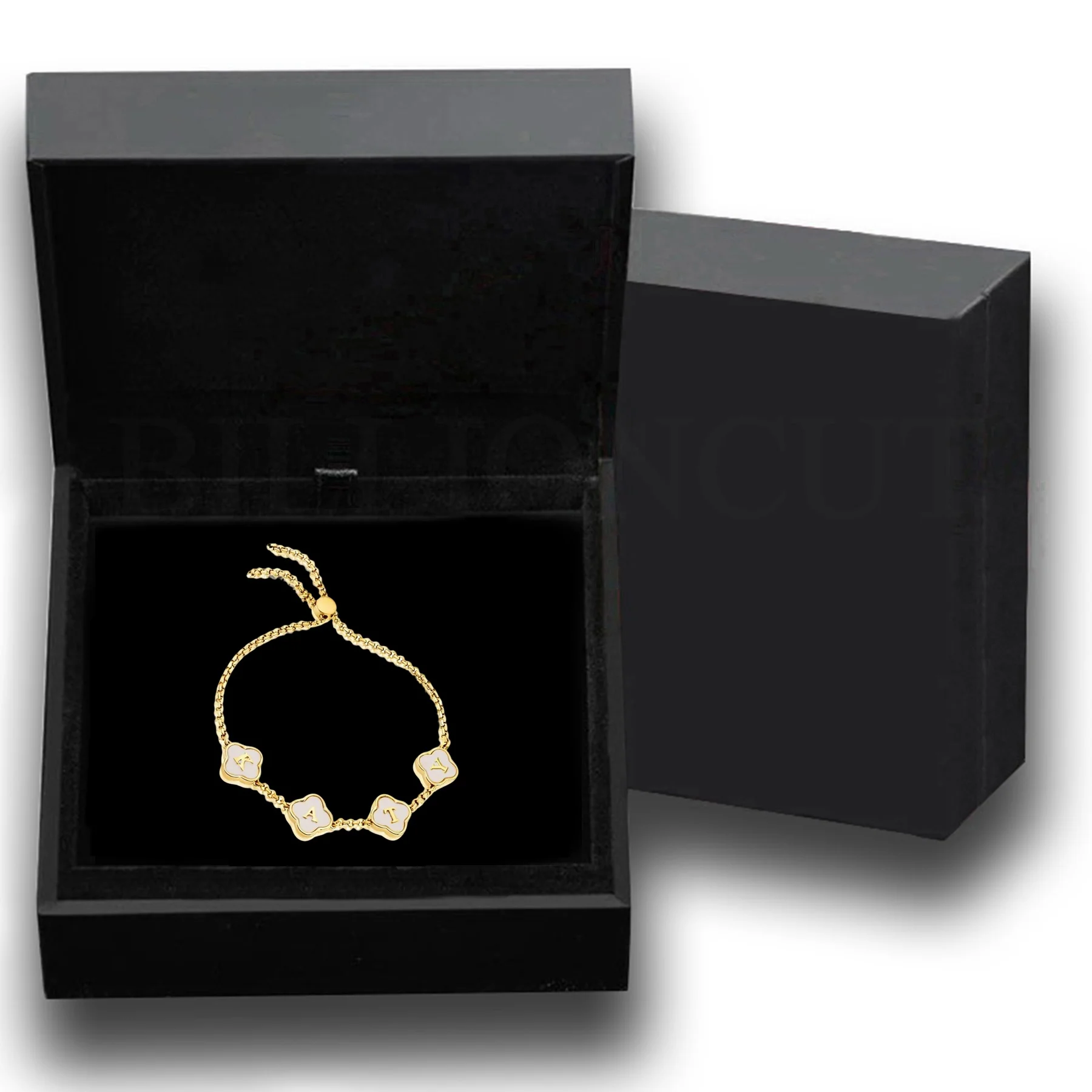 

316 Stainless Steel Custom Engraved Clover Name Bracelet High-Quality Jewelry, Personalized Name Charm Dainty Bracelet Gift